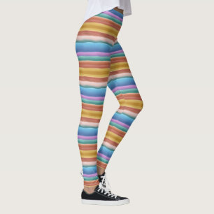 Legging Padrão de Listras de Vírgula Multicolorida