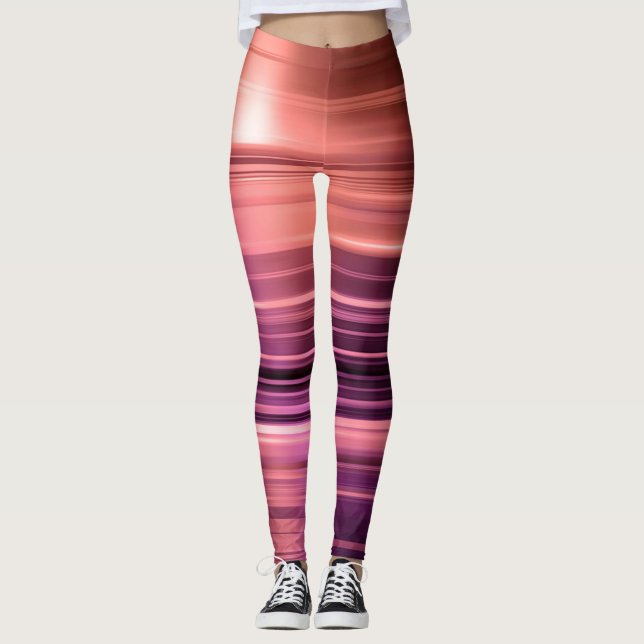 Legging padrão de listras laranja e roxo (Frente)