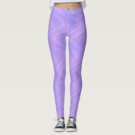 Legging Padrão de Listras Onduladas Roxas e Rosas
