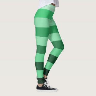 Legging Padrão de Listras Verdes Bloco de Cor