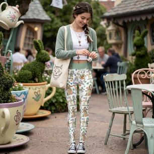 Legging Padrão de Livro de Histórias Vintage Alice no País