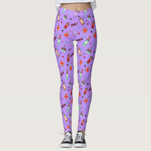 Legging Padrão de Londres com Fundo Roxo