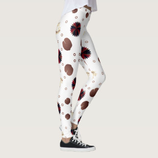 Legging Padrão de Lótus e Sapo em Tons Terrosos