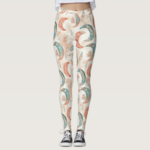Legging Padrão de Lua Floral Boho Celestial (2)