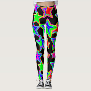Legging Padrão de luz de estrela Neon brilhante