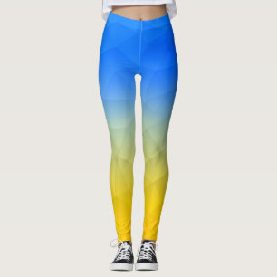 Legging Padrão de malha geométrica azul-ucraniano