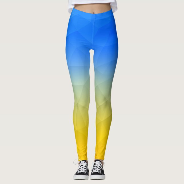 Legging Padrão de malha geométrica azul-ucraniano (Frente)