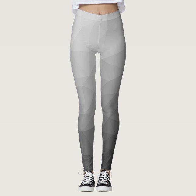 Legging Padrão de Malha Geométrica Gradiente Cinza (Frente)