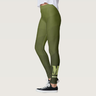 Legging Padrão de malha geométrica oliva verde do exército