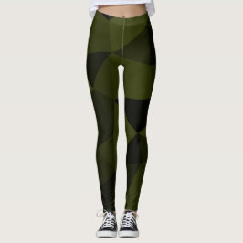 Legging Padrão de malha geométrica preta verde exército es