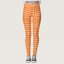 Legging Padrão de malha quadrada laranja