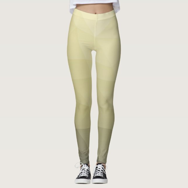 Legging Padrão de malha verde da cinza amarela clara (Frente)