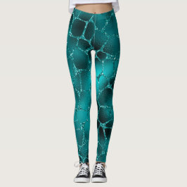 Legging Padrão de Manchas de Girafa com Glitter Glam em To