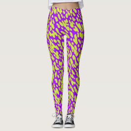 Legging Padrão de manchas de impressão animal roxo e verde