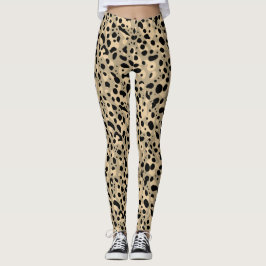 Legging Padrão de manchas de leopardo bege marrom abstrato