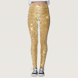Legging Padrão de manchas de leopardo selvagem com brilho