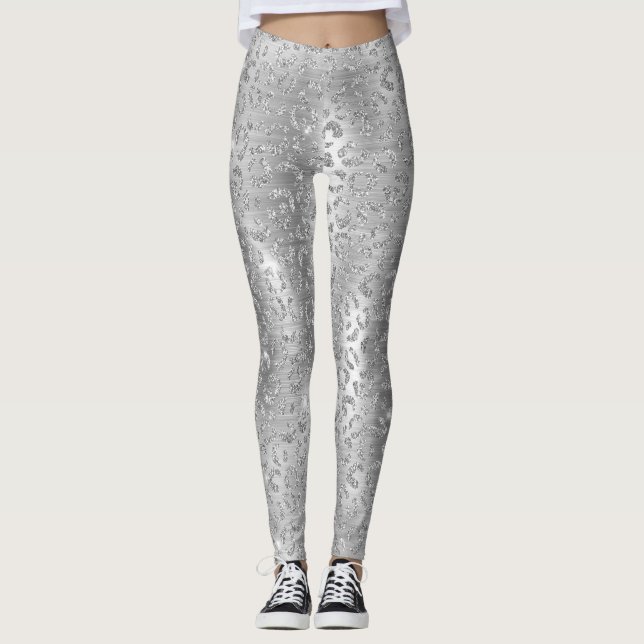 Legging Padrão de manchas de leopardo selvagem com brilho  (Frente)