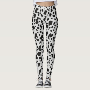 Legging Padrão de manchas pretas de vaca com estampa de an