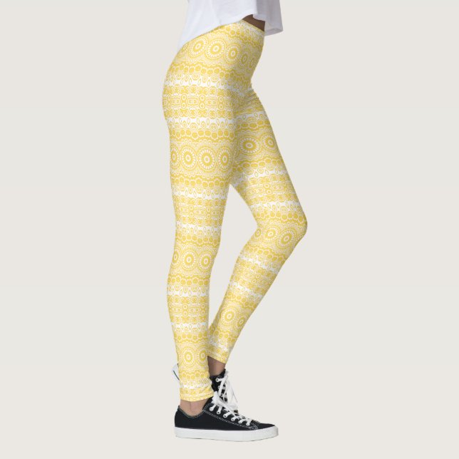 Legging Padrão de Mandala Amarelo Mostarda (Direita)
