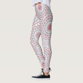 Legging Padrão de Mandala Aqua e Crimson