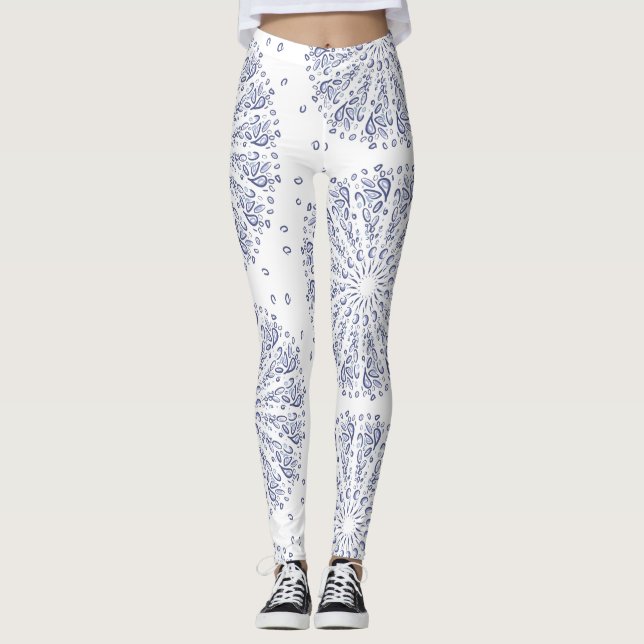 Legging Padrão de mandala azul (Frente)