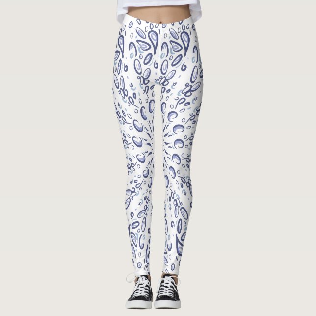 Legging Padrão de mandala azul (Frente)