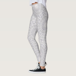 Legging Padrão de Mandala Cinza e Lilás