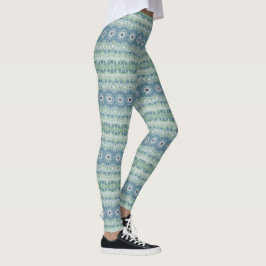 Legging Padrão de Mandala Costeira Verde e Azul