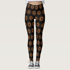 Legging Padrão de Mandala de Cobre e Preto 4
