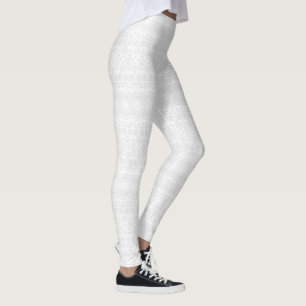 Legging Padrão de Mandala Minimalista Branco sobre Branco