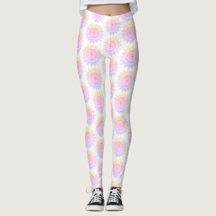 Legging Padrão de Mandala Púrpura, rosa-branca Elegante