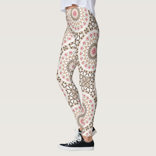 Legging Padrão de Mandala Rosa Bege e Rosa (Esquerda)