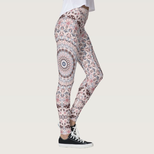 Legging Padrão de Mandala Rosa e Azul Boho (Direita)