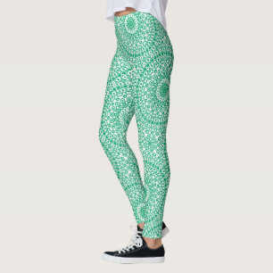 Legging Padrão de Mandala Verde Jade