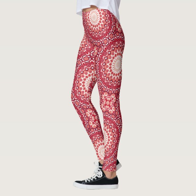 Legging Padrão de Mandala Vermelha no Gradiente de Fiery (Esquerda)