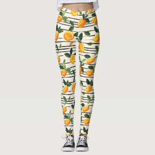Legging Padrão de Manga de Aquarela com Folhas Verdes