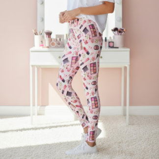Legging Padrão de Maquiagem Inspirado em Artista de Beleza