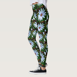 Legging Padrão de margarida branca