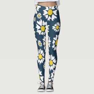 Legging Padrão de Margaridas, Padrão Floral, Margaridas Br
