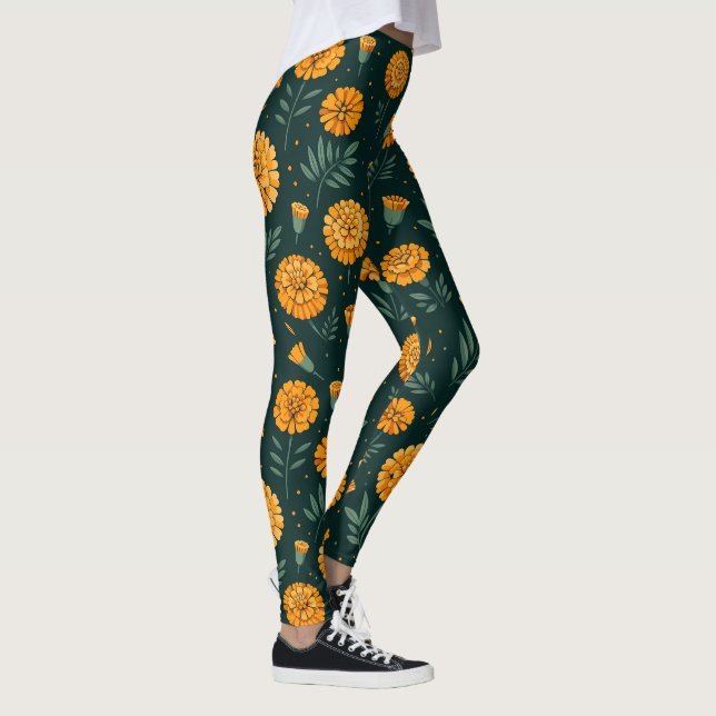 Legging Padrão de Marigolds Vibrante (Direita)
