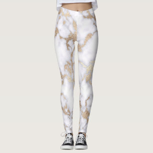 Legging Padrão de Mármaco Branco Moderno