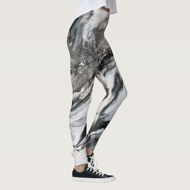 Legging Padrão de mármore branco artístico (Direita)