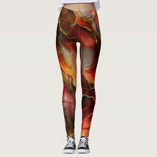 Legging Padrão de mármore lindo (Frente)