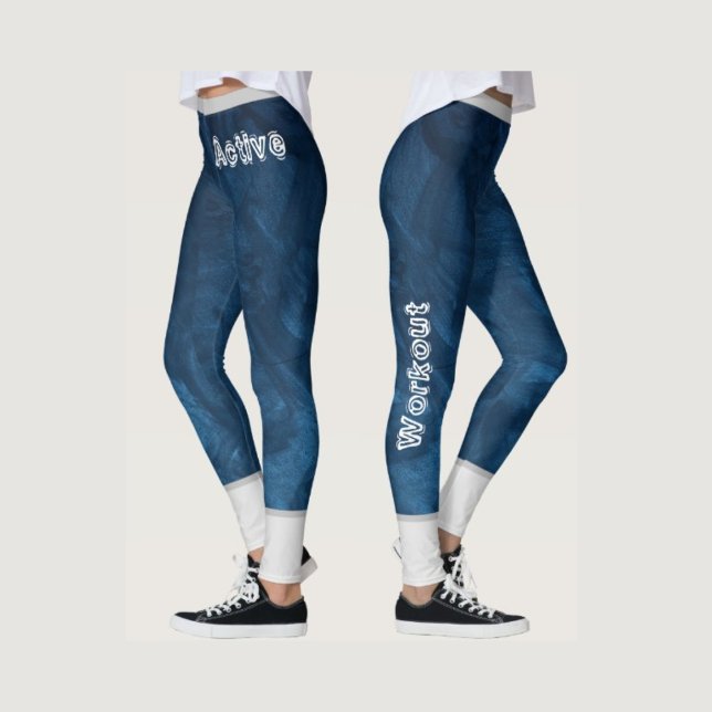Legging Padrão de mármore moderno l Azul marinho l Treino (Criador carregado)