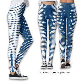 Legging Padrão de Meio-Tom Azul e Branco do Nome da Empres