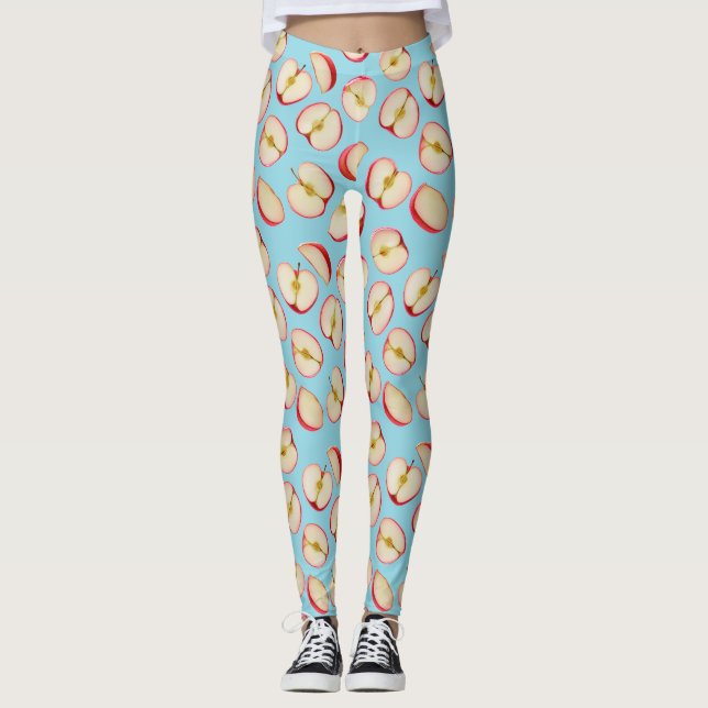 Legging Padrão de Metades de Maçã Vermelha (Frente)