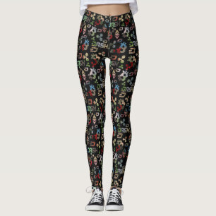 Legging Padrão de Moeda Colorida Cryptocurrency