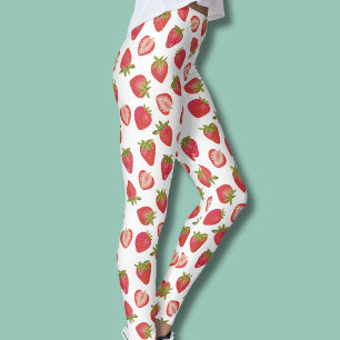 Legging Padrão de Morango de Verão