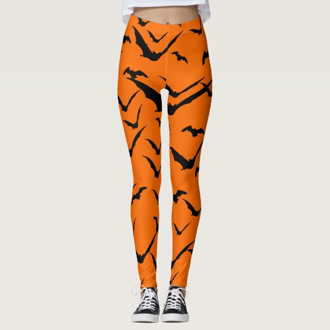LEGGING PADRÃO DE MORCEGOS HALLOWEEN SEM COSTURAS (Frente)