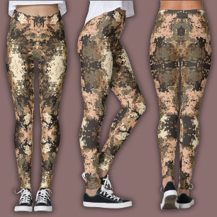 Legging Padrão de Mosaico Abstrato   Camuflagem Digital em